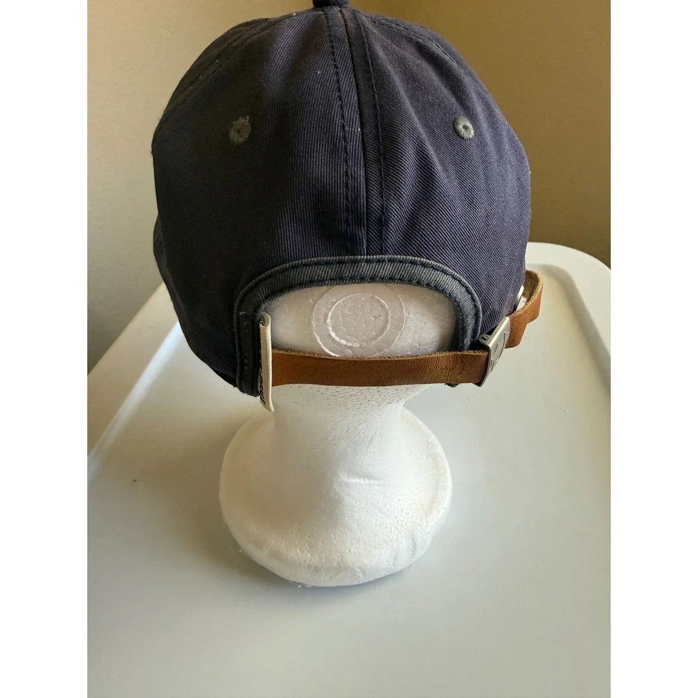 True Religion Navy Blue Horseshoe Logo Baseball Cap Leather Strap Hat One Size